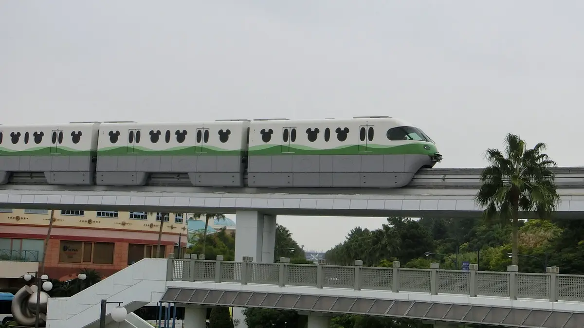 Disney Resort Line Type C 100 series train running near Maihama Station