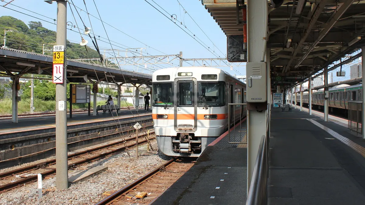 Gotemba Line 313 series train stopped at Kozu Station