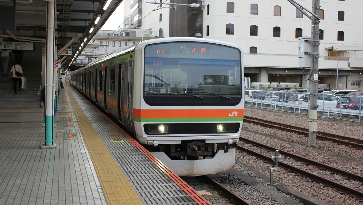 Hachiko Line 209 series 3500 train stopped at Hachioji Station