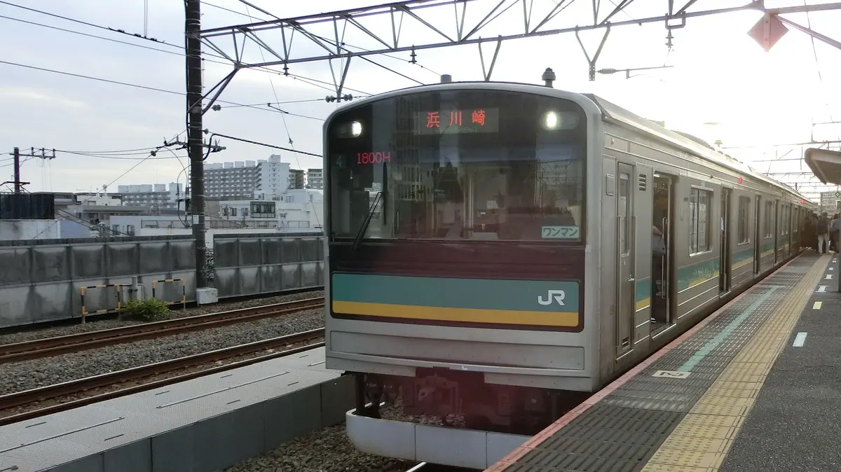 Nambu Line E233 series 8000 train parked at Hachonawate Station