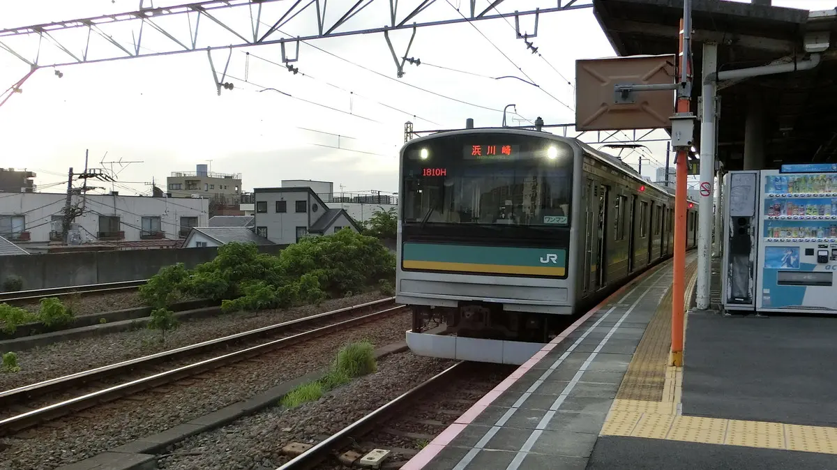 Nambu Line E233 series 8000 bound for Hamakawasaki departing Shitte Station