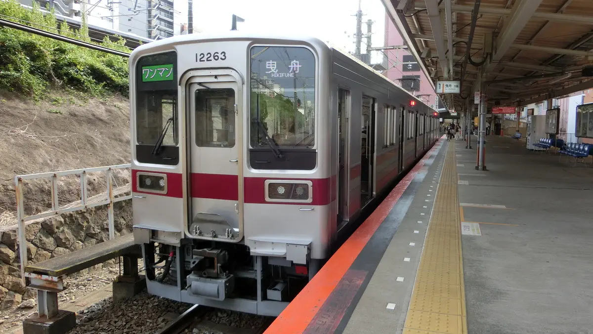 Tobu Kameido Line 10000 series train parked at Kameido Station