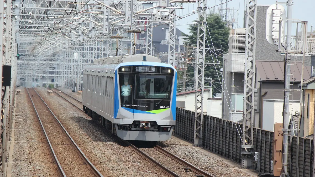 A Tobu Urban Park Line 80000 series train heading towards Kamagaya Station