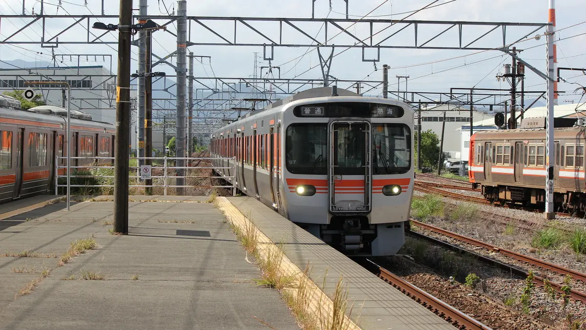 Tokaido Line 315 series 3000 train arriving at Yoshiwara Station